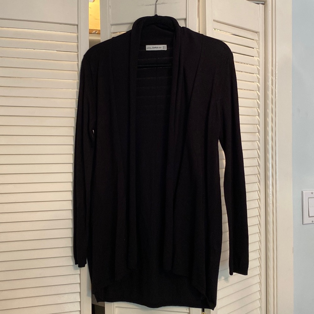 Zara Knit Open Front Black Sweater